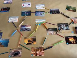 Die Teilnehmer:innen können mit dem Klima- Puzzle in kleinen Gruppen die komplexen Zusammenhängen des Klimawandels nachvollziehen  Quelle: Christine Sterklow