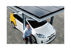 Auto fahren mit Solarstrom  Symbolbild