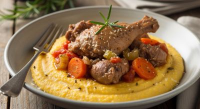 Polenta con Coniglio alla ticinese