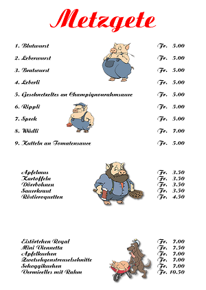 Jeder findet das Passende auf der Metzgetekarte