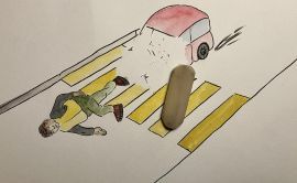 In Berichten über Verkehrsunfälle werden oft unpersönliche Formulierungen verwendet.  Copyright: Sprachkompass "Unfallsprache - Sprachunfall"/Julia Weiss